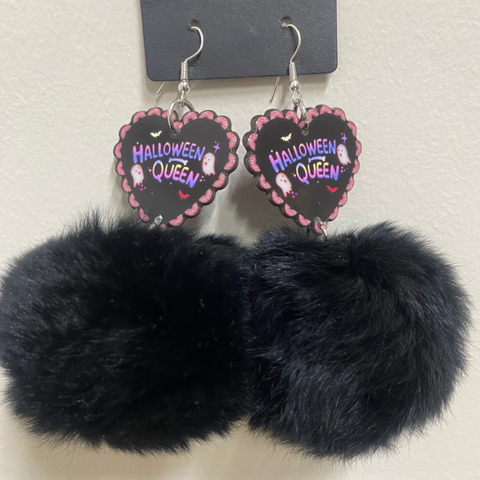 Black Puff Queen Earrings